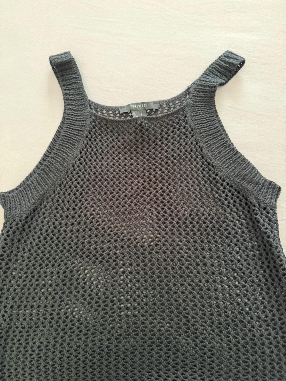 Forever 21 Black Open-Knit Tank Top